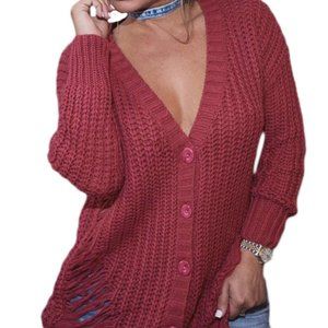 Cozy Red Cardigan Sweater